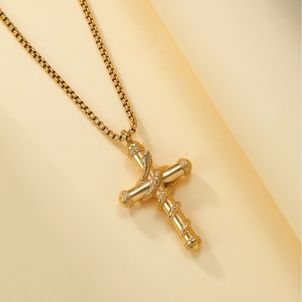 Collar de serpiente con cruz desmontable de oro de 18 quilates, cadena de clavícula de moda, collar conmemorativo para el Día de San Valentín