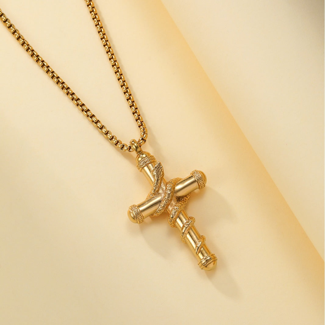 Collar de serpiente con cruz desmontable de oro de 18 quilates, cadena de clavícula de moda, collar conmemorativo para el Día de San Valentín