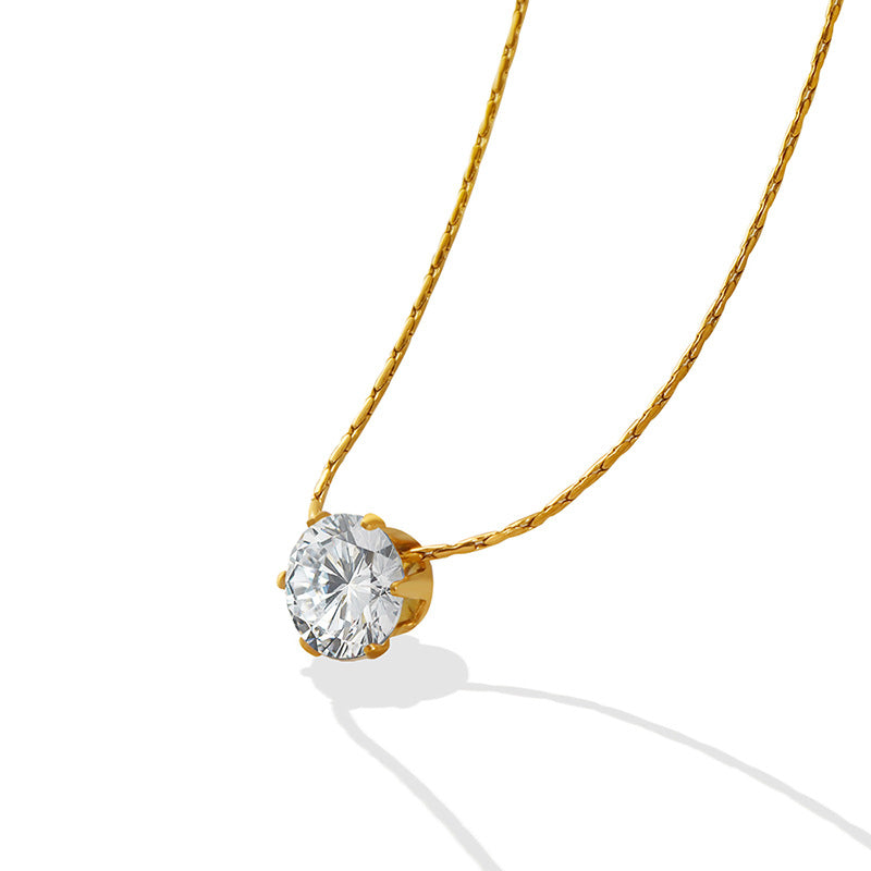 Kurze Halskette Für Damen Zirkon Inlay Solitaire-Halskette