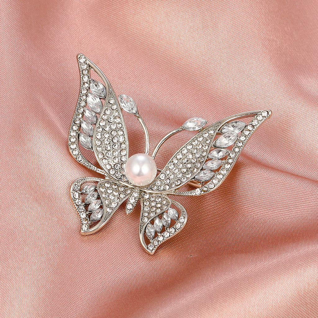 Broche Mariposa con Diamantes de Imitación de Moda de Alta Calidad Y