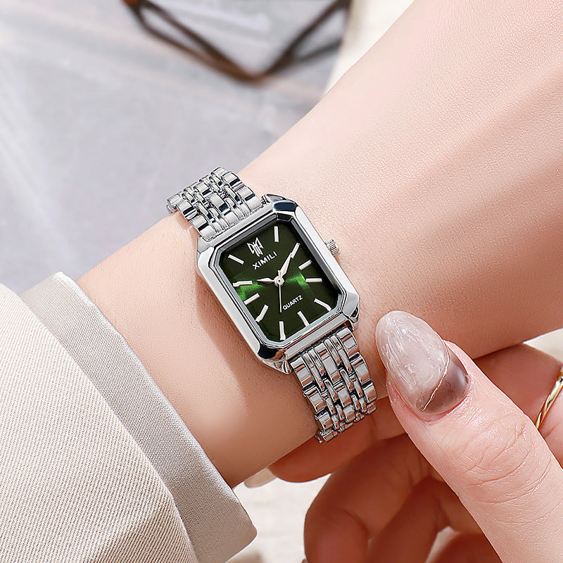 Reloj de mujer con correa de acero cuadrada, sencillo y a la moda
