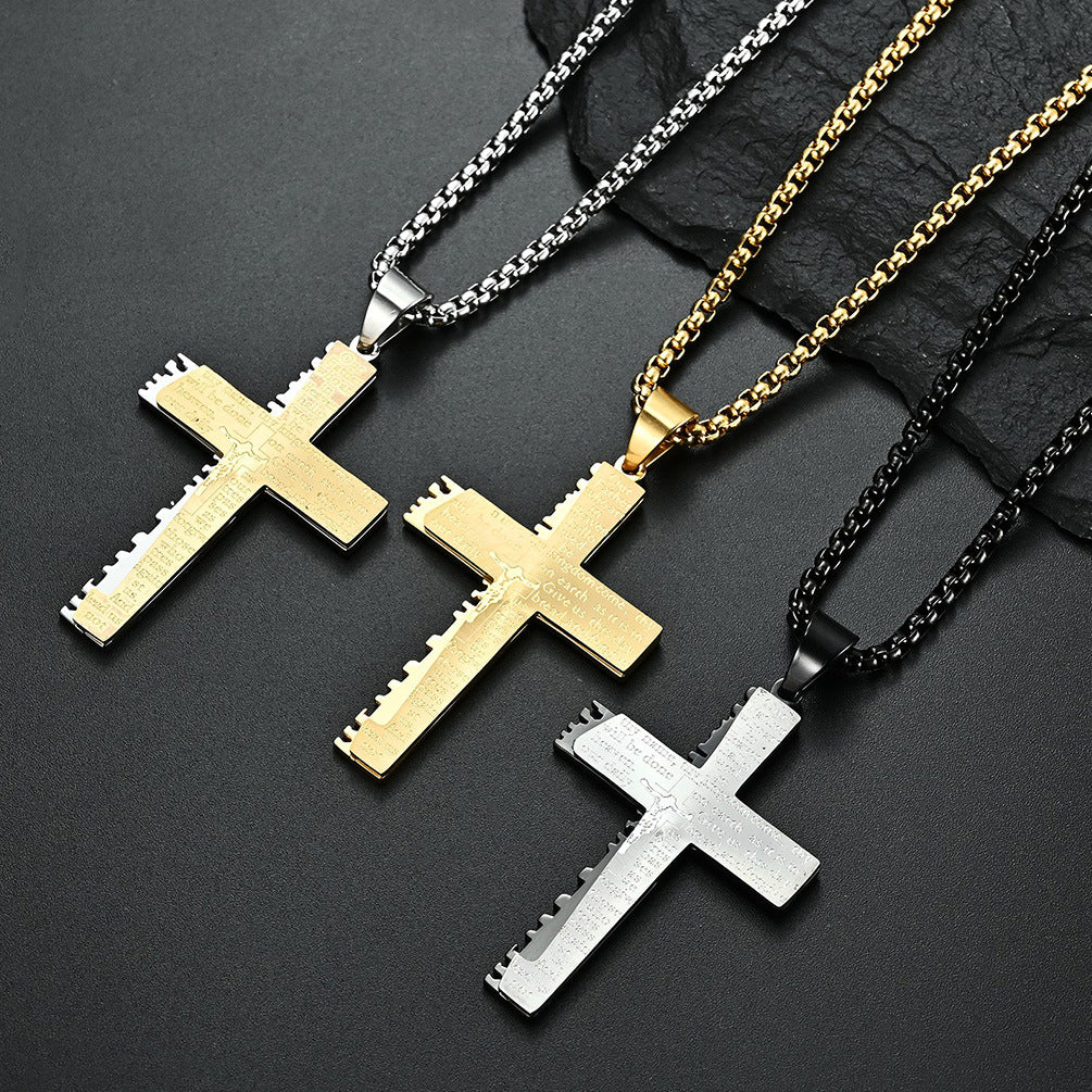 Christliche Jesus-Kreuz-Halskette, doppelt, für Herren
