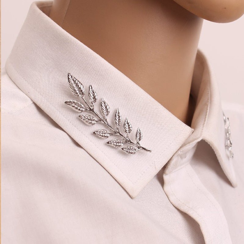 Elegante Blattbrosche, Anstecknadel für Hemdkragen, Anzugkragen-Schnalle, Corsage
