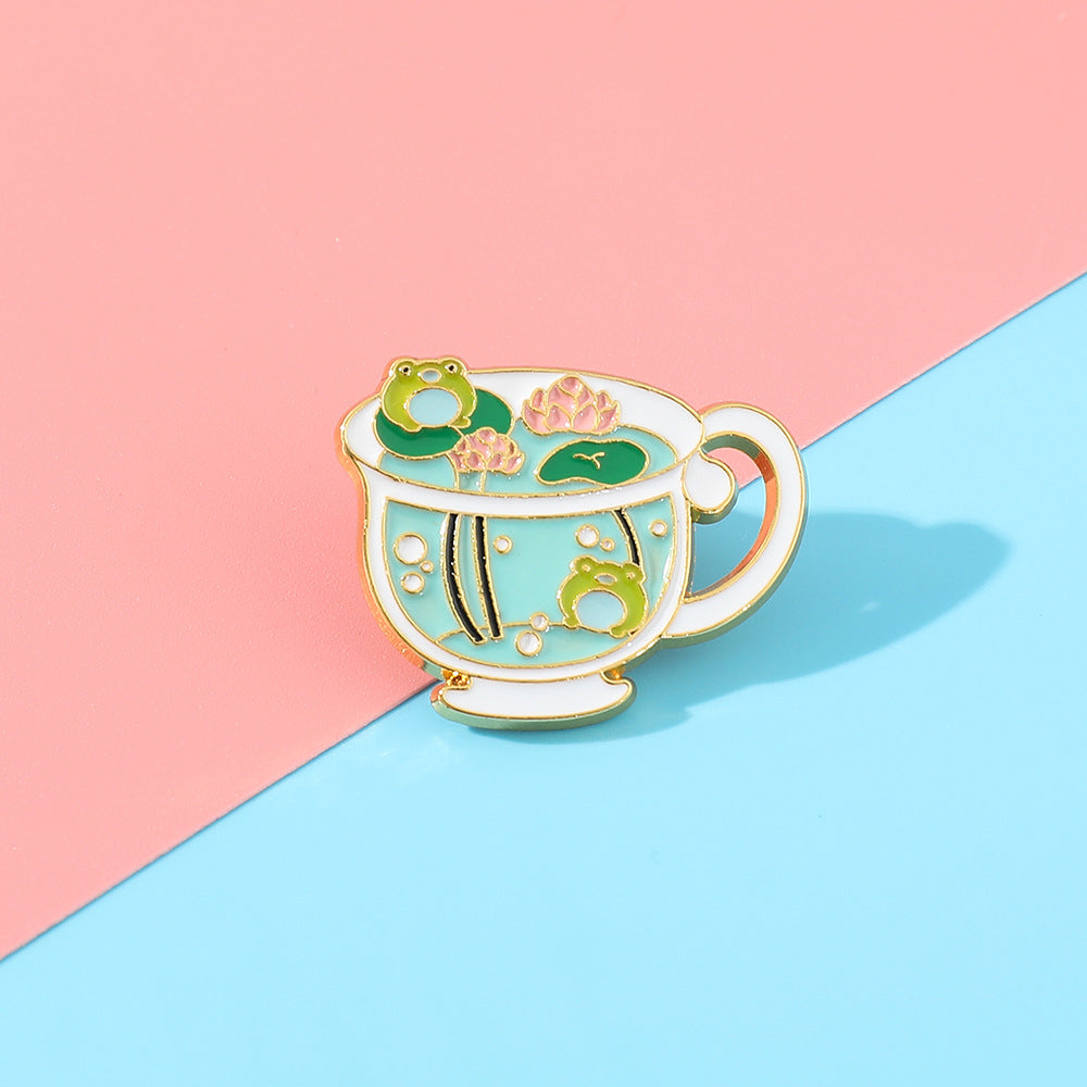 Niedlicher Frosch Tier Emaille Anstecknadel Brosche Tasse