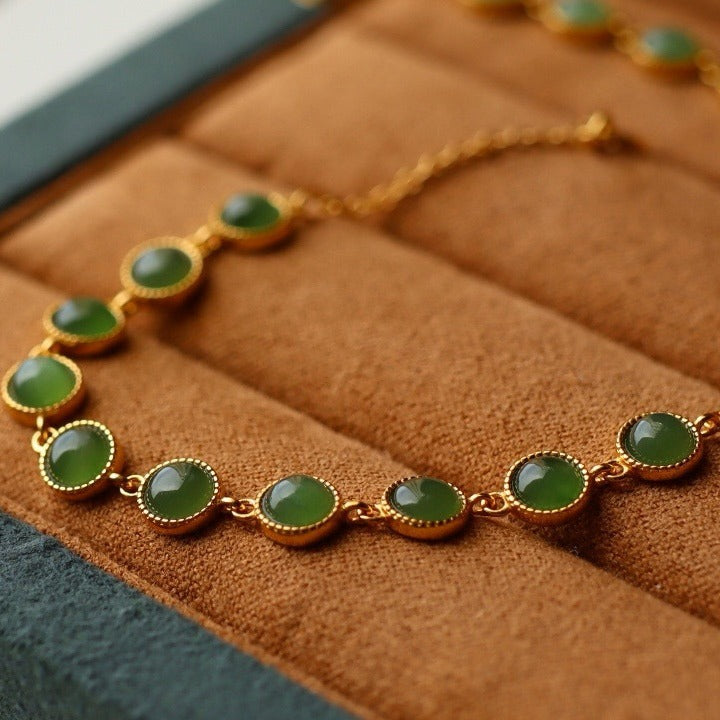 Natural Jasper Sterling Silver Plated 18K Gold Main Stone 6mm Bracelet