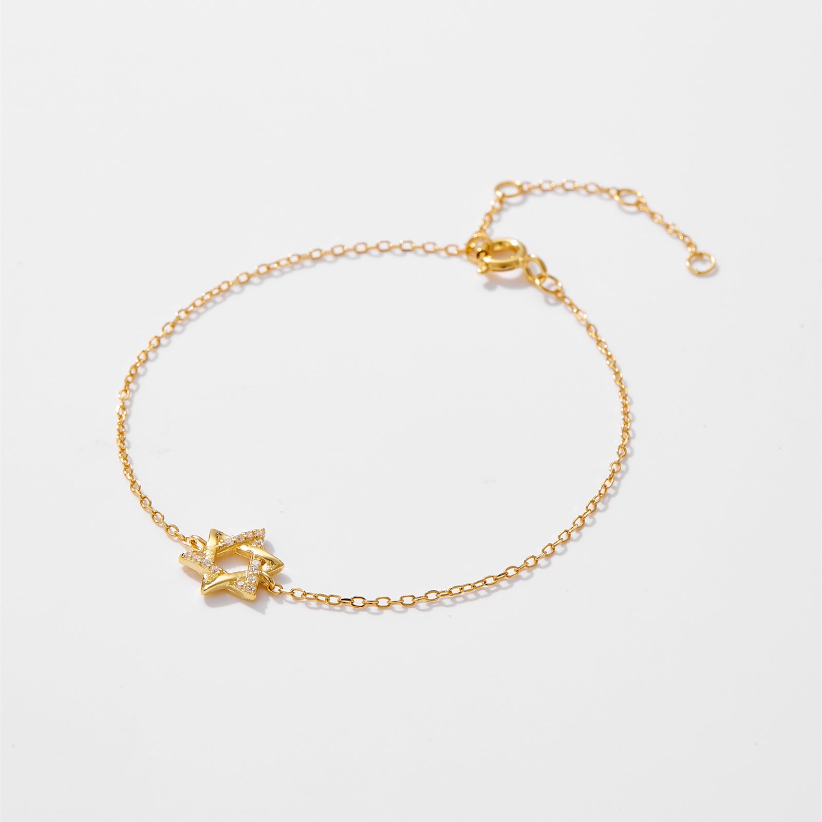 Pulsera de circonitas de plata de ley S925 con estrella hexagonal