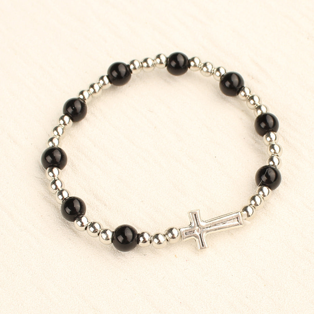 Women's Fashion Simple Cross Rosary Bracelet