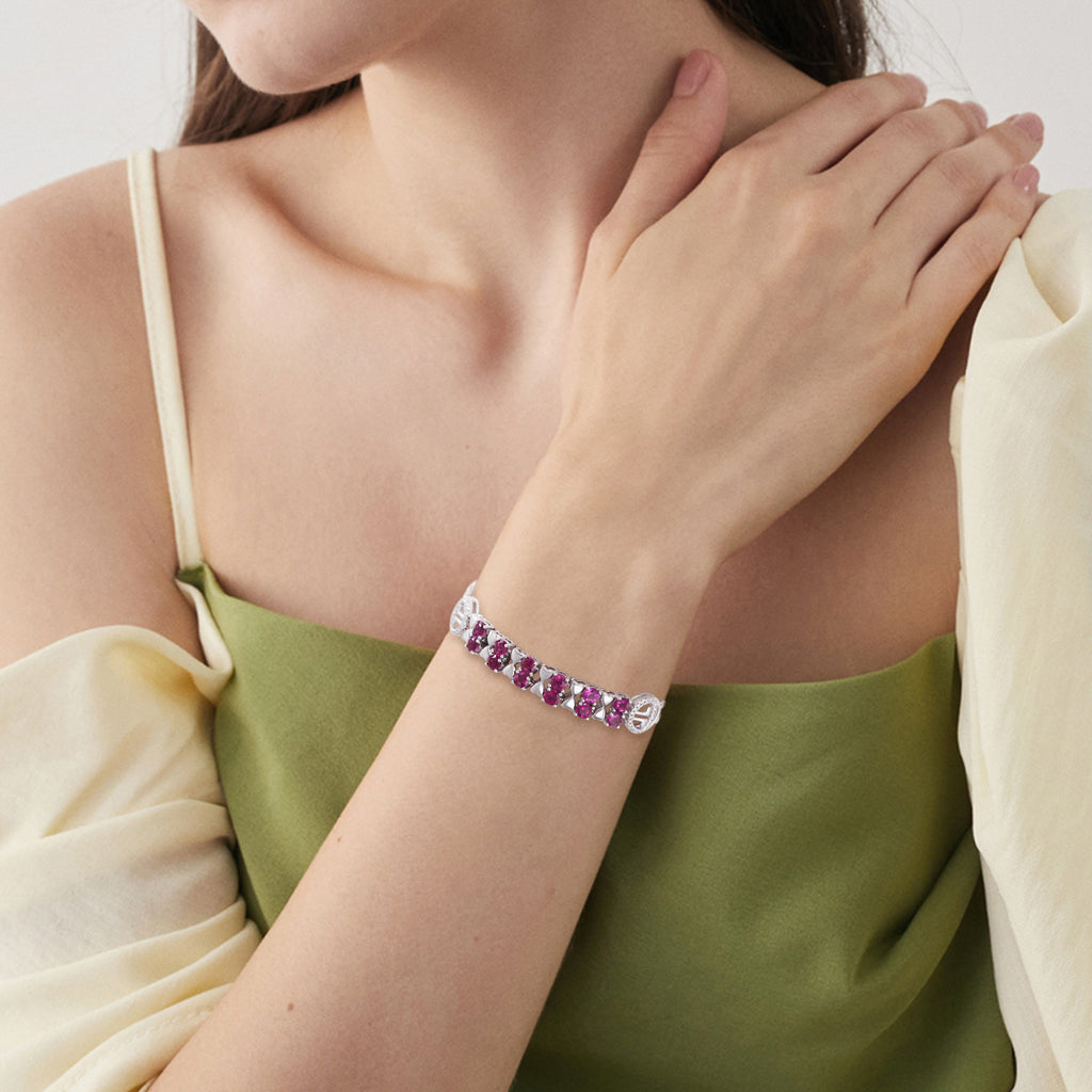 S925 Sterling Silber Lila Granat Armband Damen Mode Zirkon Leichter Luxus Schmuck