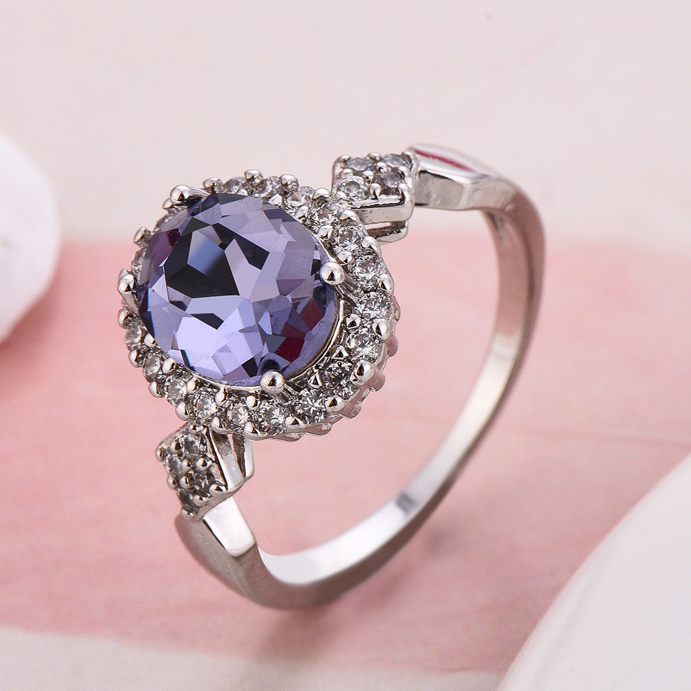 Anillo de joyería de cristal rojo con temperamento a la moda
