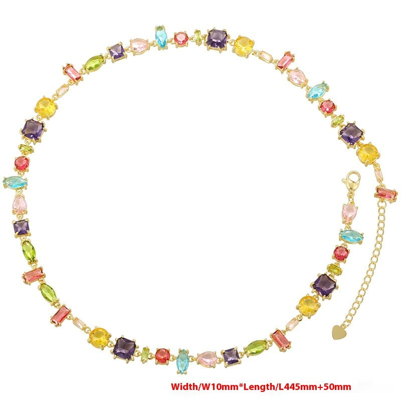 Cross-border Candy Color Special-shaped Zircon Stitching Bracelet Necklace
