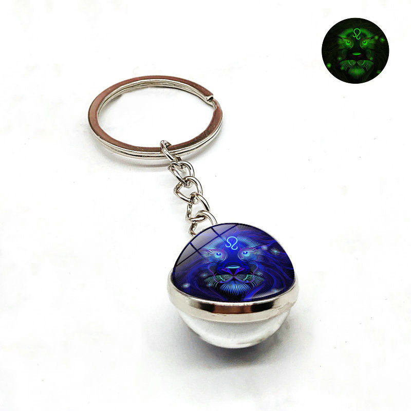 Zodiac Luminous Glass Ball Key Chain
