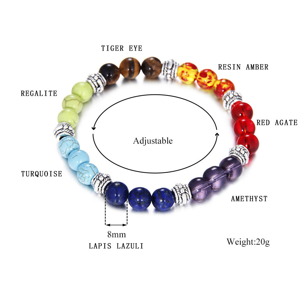 Natural Stone Colorful Chakra Energy Yoga Bracelet