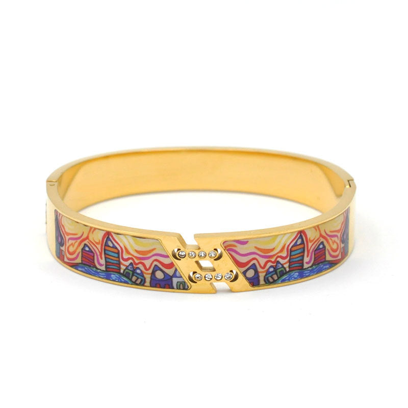 Stainless Steel And Enamel Bracelet