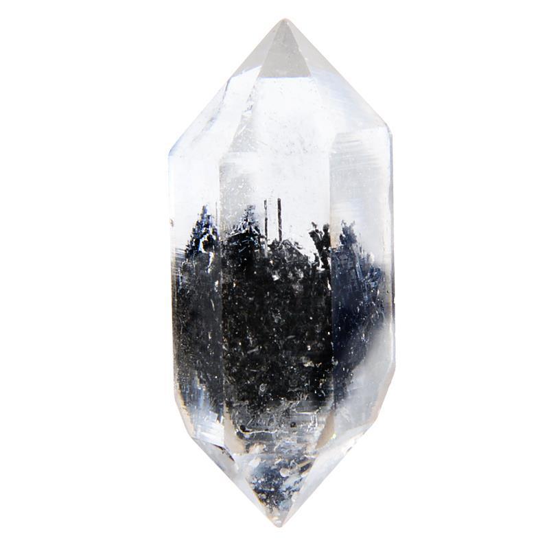Natürlicher Kristall Schwarzer funkelnder Diamant Boutique Doppelspitzen Rohstein-Anhänger