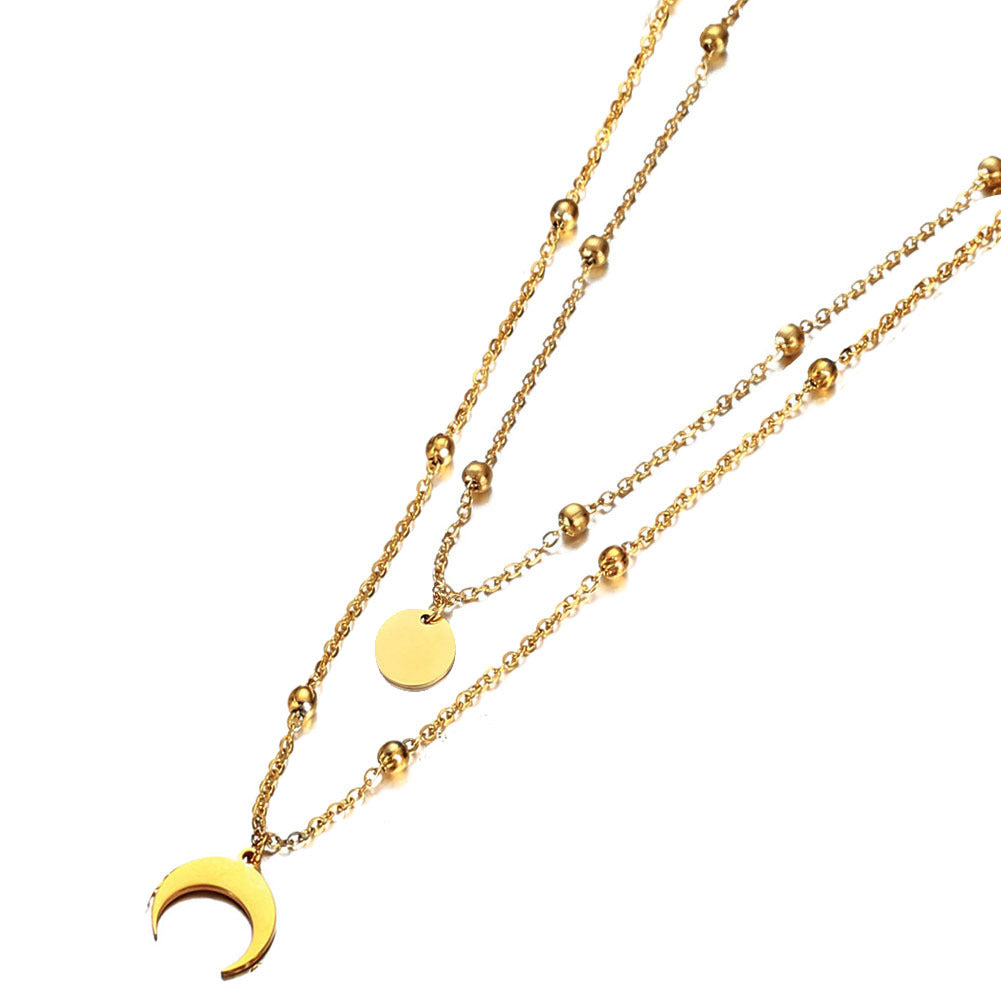 European And American Fashion Tassel New 3-layer Stainless Steel Star Sequins Necklace