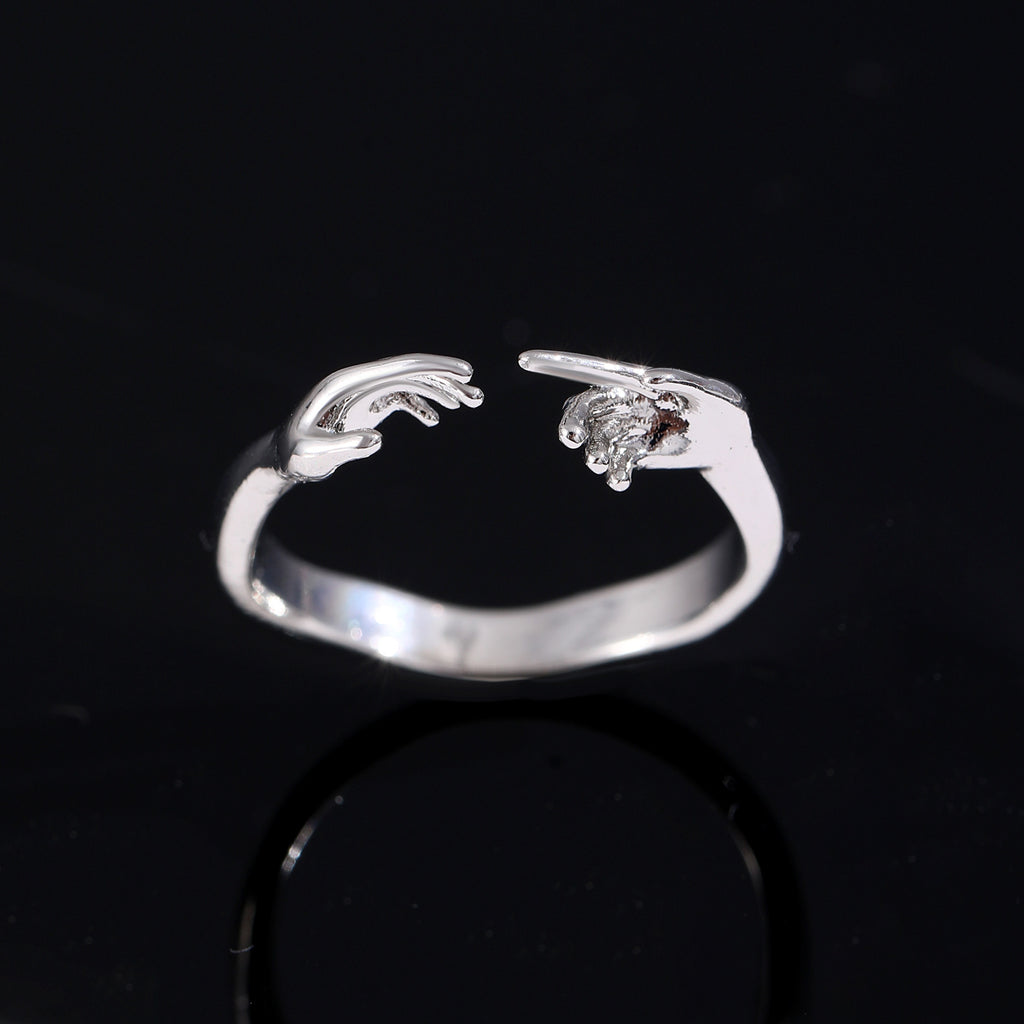 Anillos Abiertos Ajustables de Dos Manos Anillo de Moda con Personalidad para Joyería de San Valentín