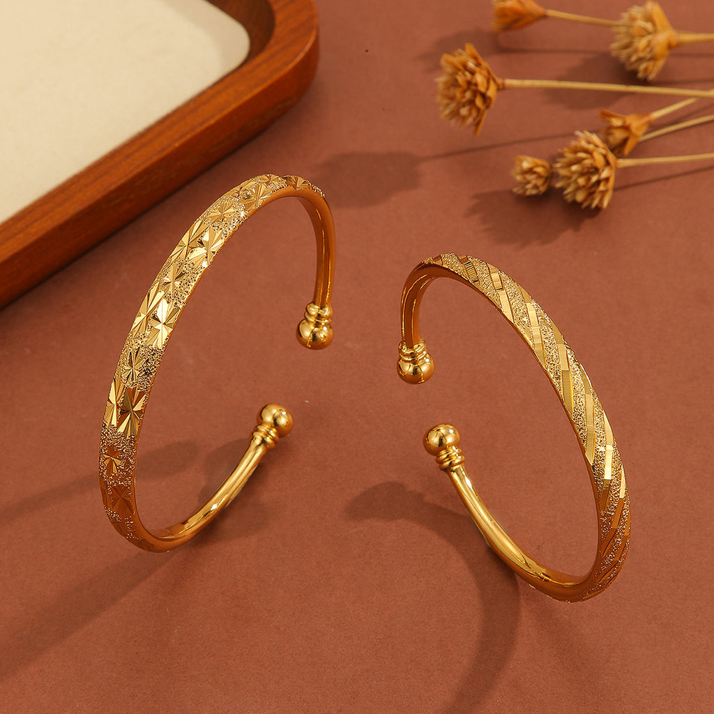 1 Stk. Vintage vergoldetes 18K zart gemustertes Armband, Sandgold Damen Offenes Armband, Geeignet für den täglichen Gebrauch, Weihnachtsgeschenke