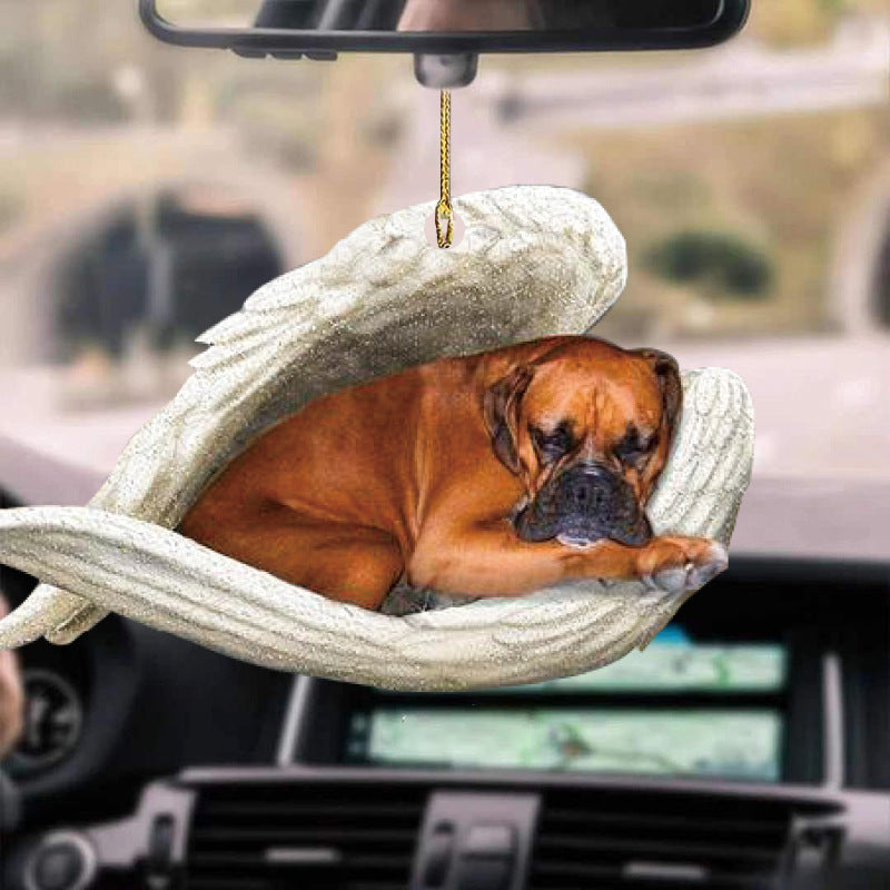 Colgante de coche perro durmiente ángel decoración del hogar acrílico exhibición colgante adornos para puertas