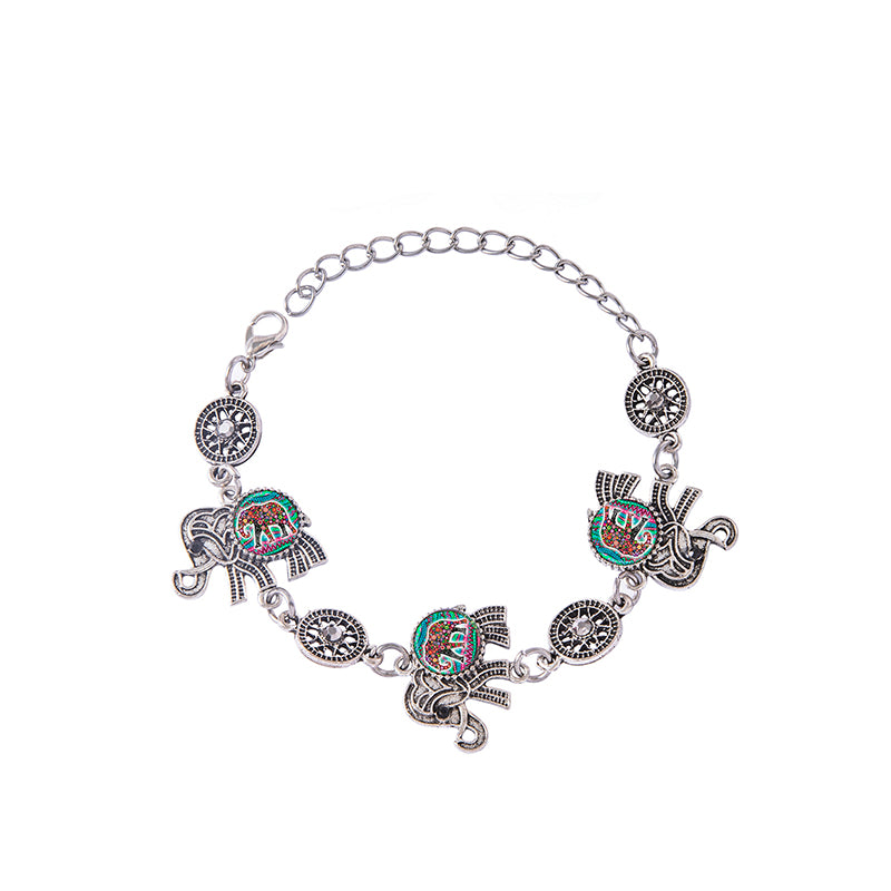 Vintage Ethno Thailändischer Silber Elefant Schmuckset Halskette Armband Ohrringe Für Frauen