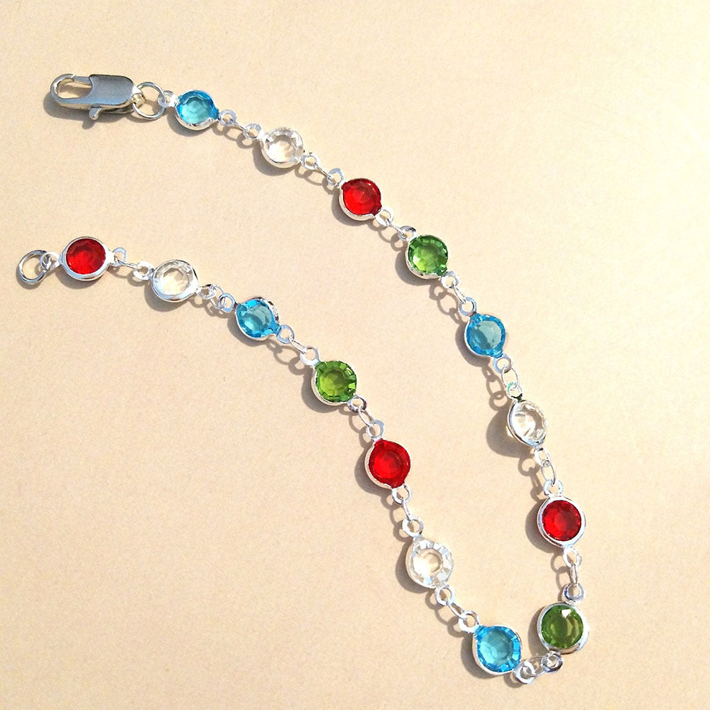 Tobillera de cristal arcoíris microincrustada multicolor para mujer