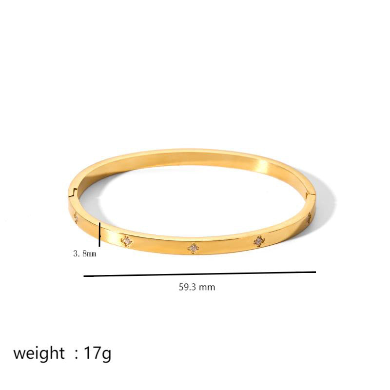 Pulsera de Acero Titanio Estilo Ins con Hebilla de Estrella de Seis Puntas
