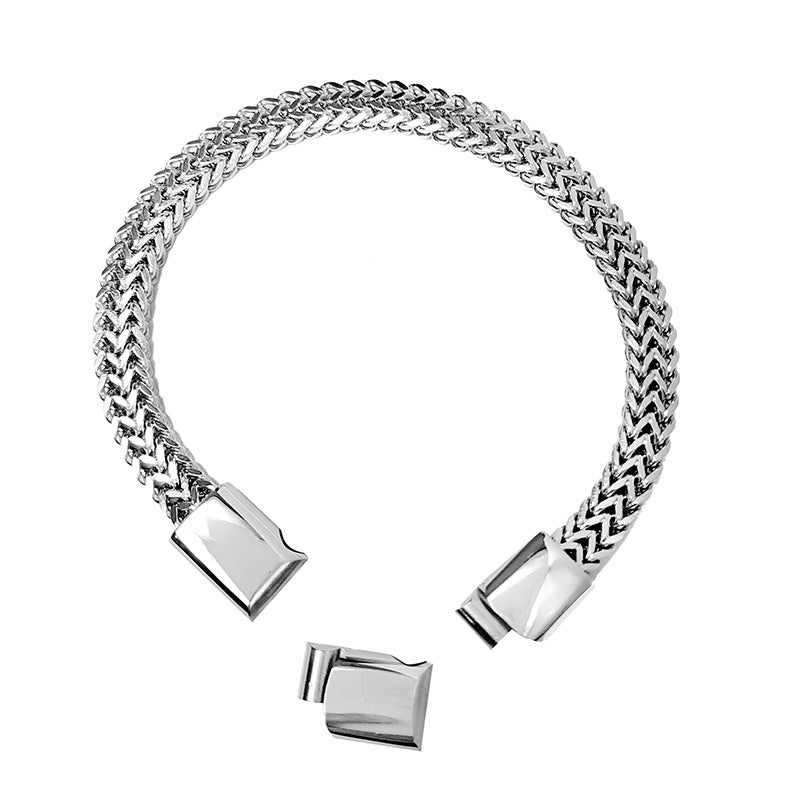 Pulsera magnética desmontable de tres secciones de acero inoxidable estilo cubano sencillo