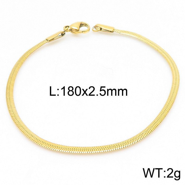 S925 Sterling Silver Bracelet Flat Snake Bone