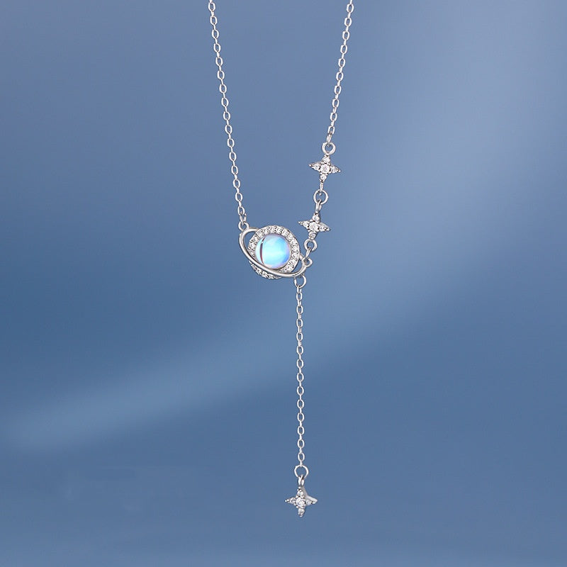 Collar de plata de ley 925 con universo de estrellas para mujer
