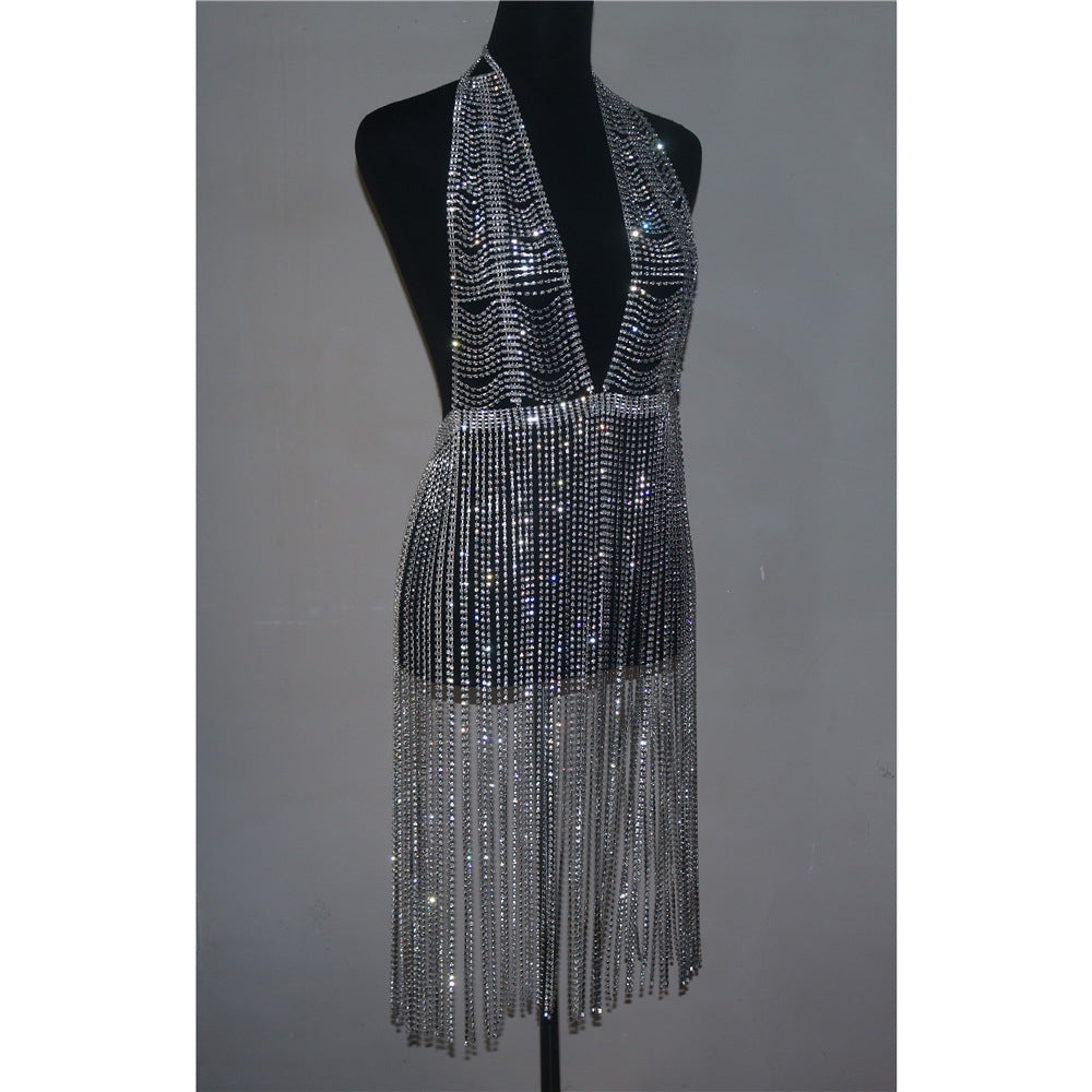 Cadena de cuerpo de lujo para mujer, vestido de moda, estilo llamativo