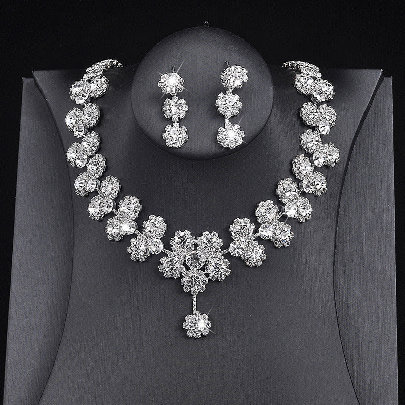 Braut Hochzeit Halskette Ohrringe Kopfschmuck Dreiteiliges Set