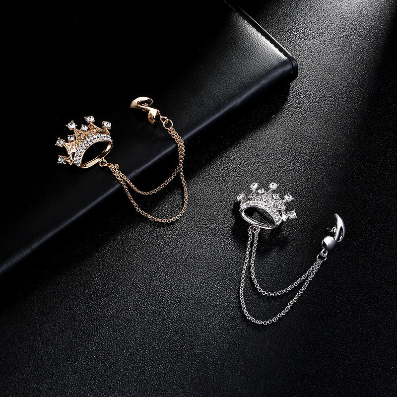 Broche de corona de alta gama, broche para hombre, pin de solapa de traje, accesorios