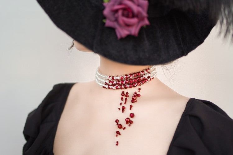 Bisswunden Blutperlen Halskette Reifen Choker