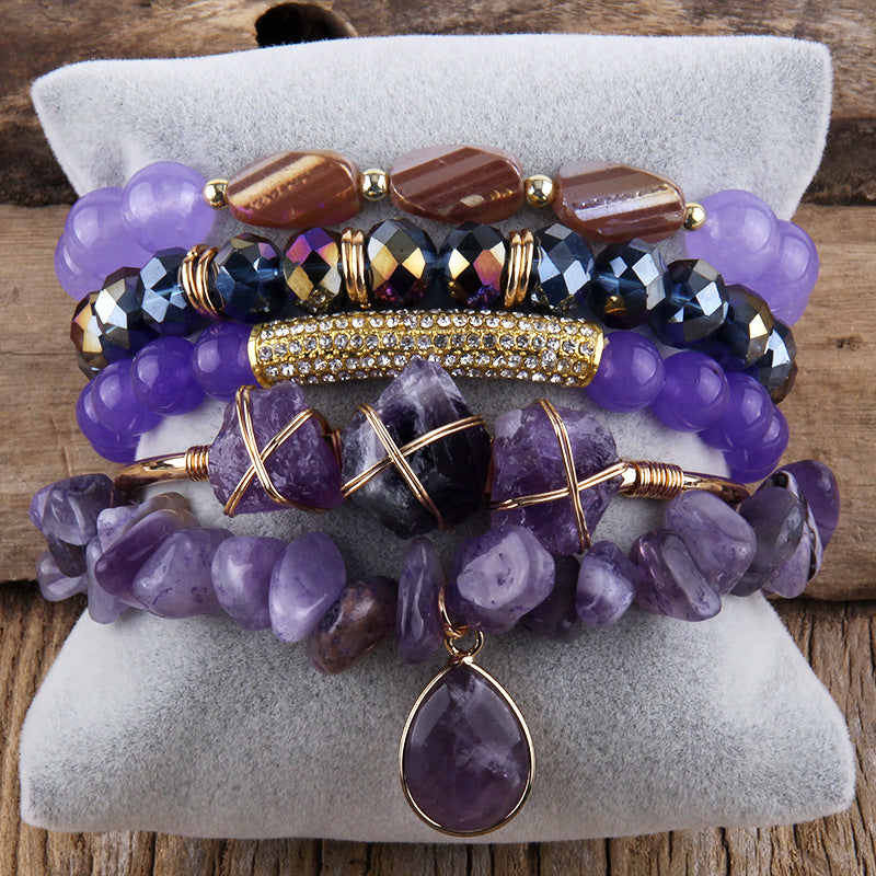 Natural Stone Glass Mixed Gravel Bracelet