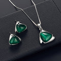 Geometrisches Dreiecks-Cat-Eye-Halsketten- und Ohrring-Set