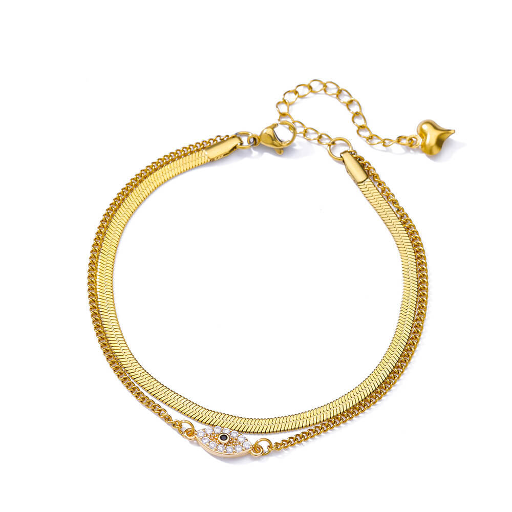 Mode Doppelschicht Schlangenkette Fußkettchen Elegant Strand Edelstahl