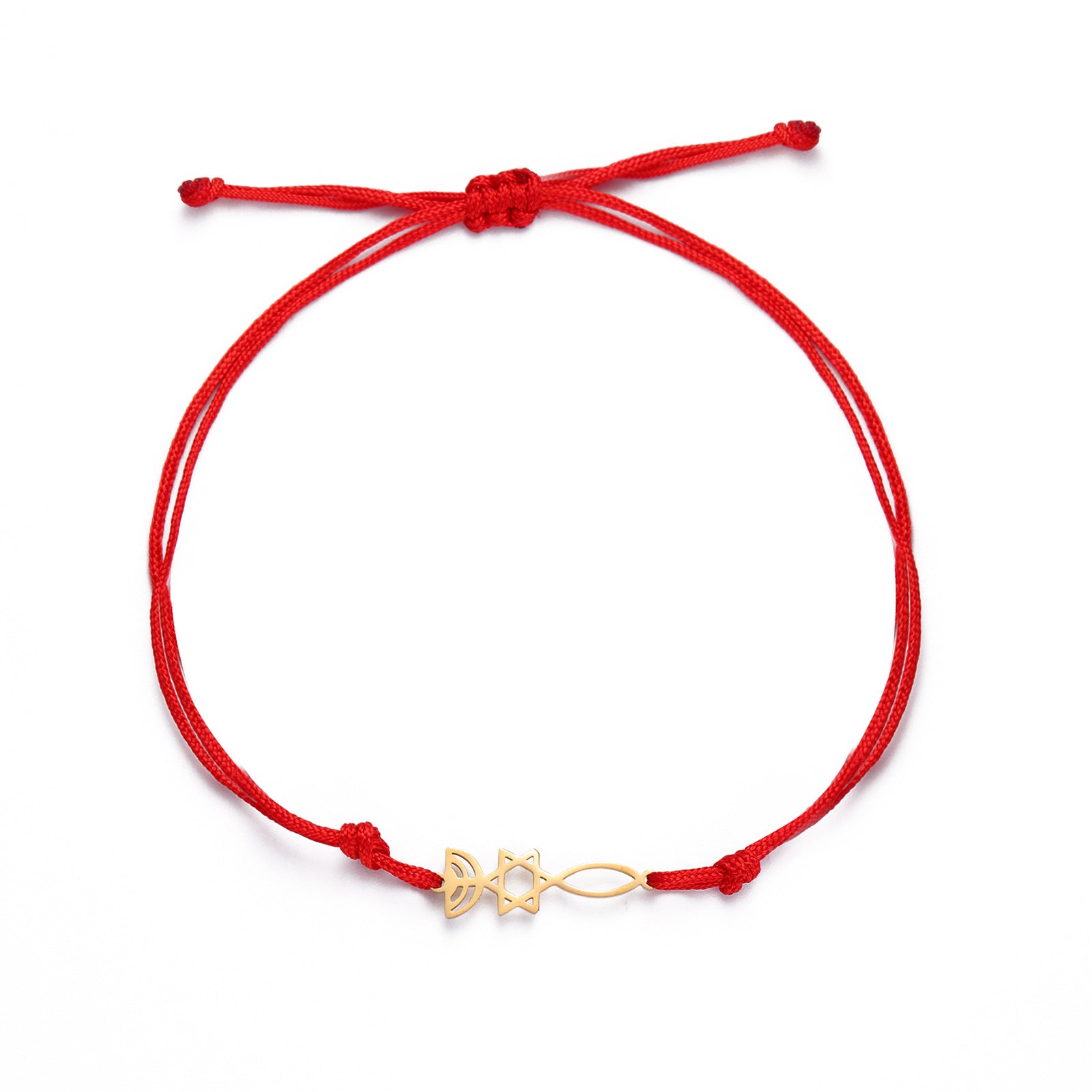 Pulsera de acero de titanio cortado, colgante de pez con estrella de seis puntas hueca