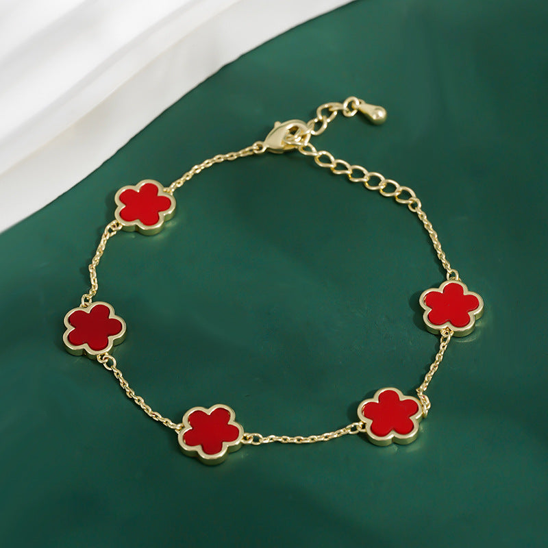 Echt vergoldetes Fünf-Blüten-Armband für Frauen