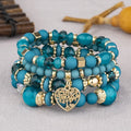 Pulsera multinevel con cristales en forma de corazón y estilo nacional bohemio