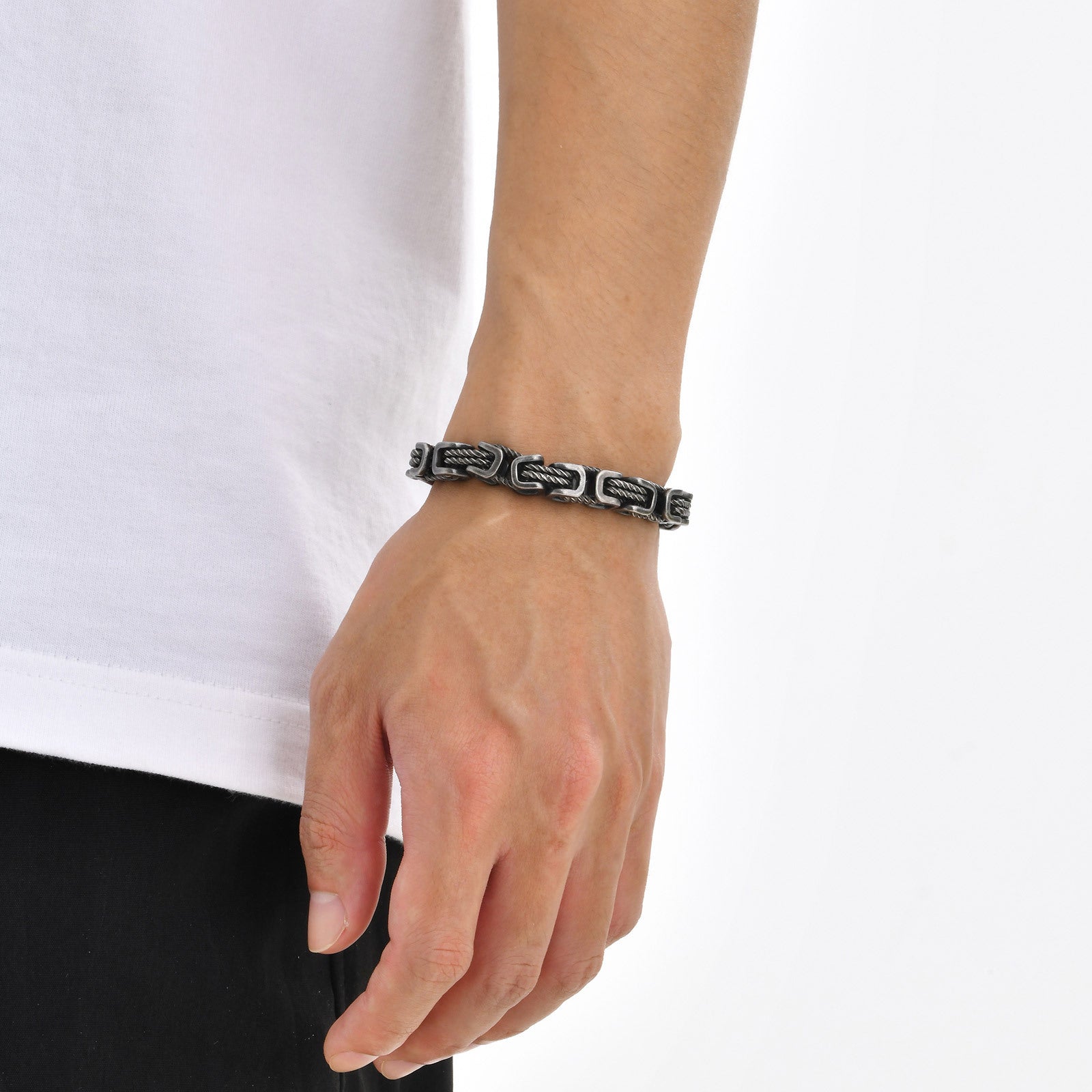 Stainless Steel Twist Handmade Chain Vintage Men Ornament Bracelet