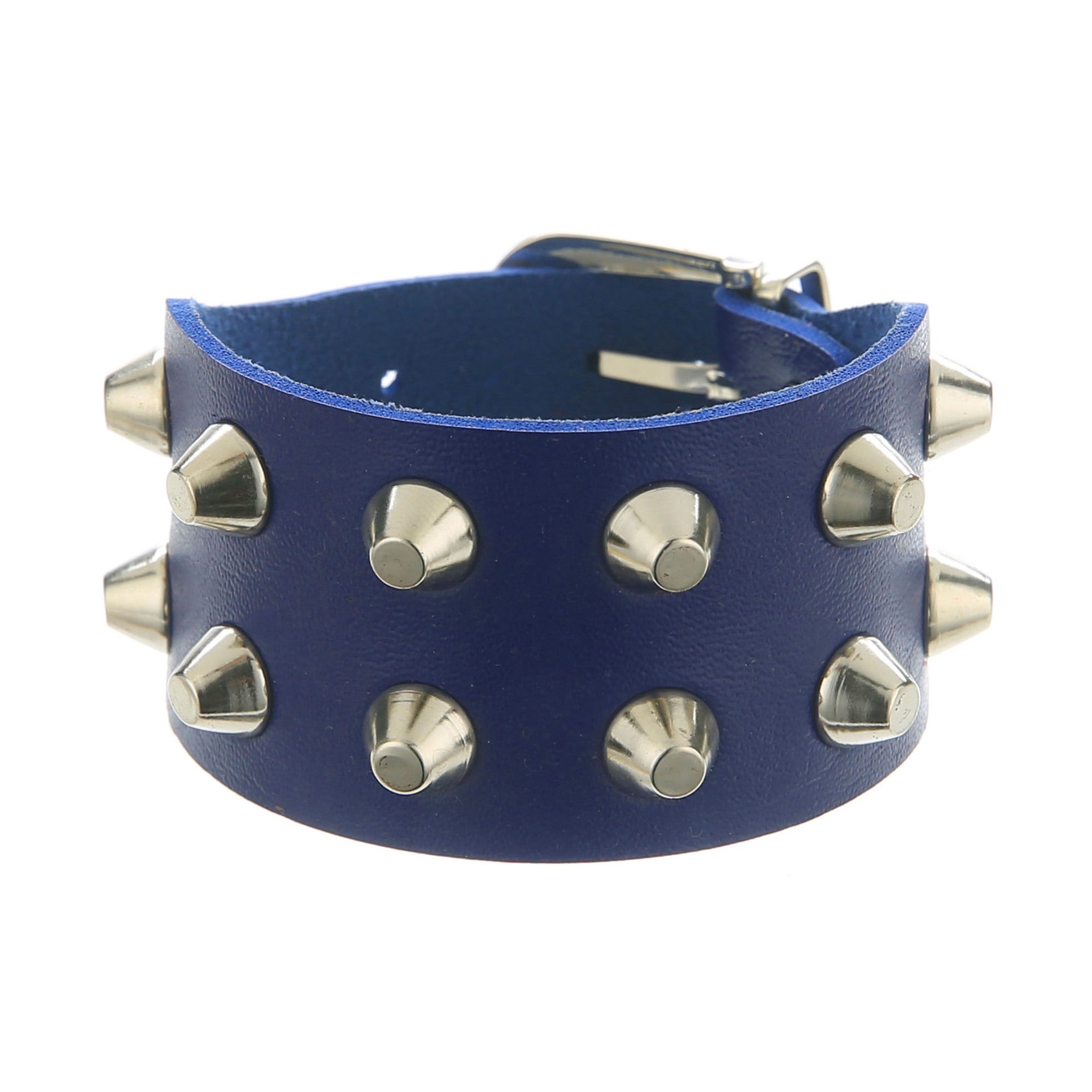 Metal Rock Double Row Flat Rivet Bracelet PU Bracelet