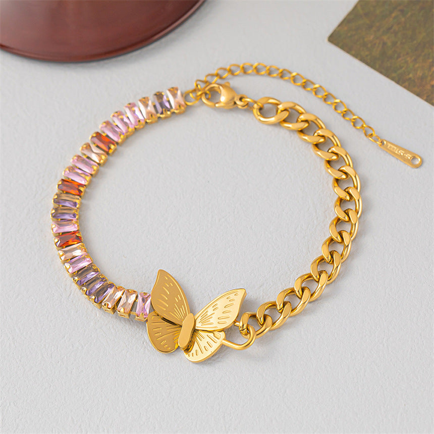 Elegante personalidad, cadena de diamantes rectangular, brillante tridimensional