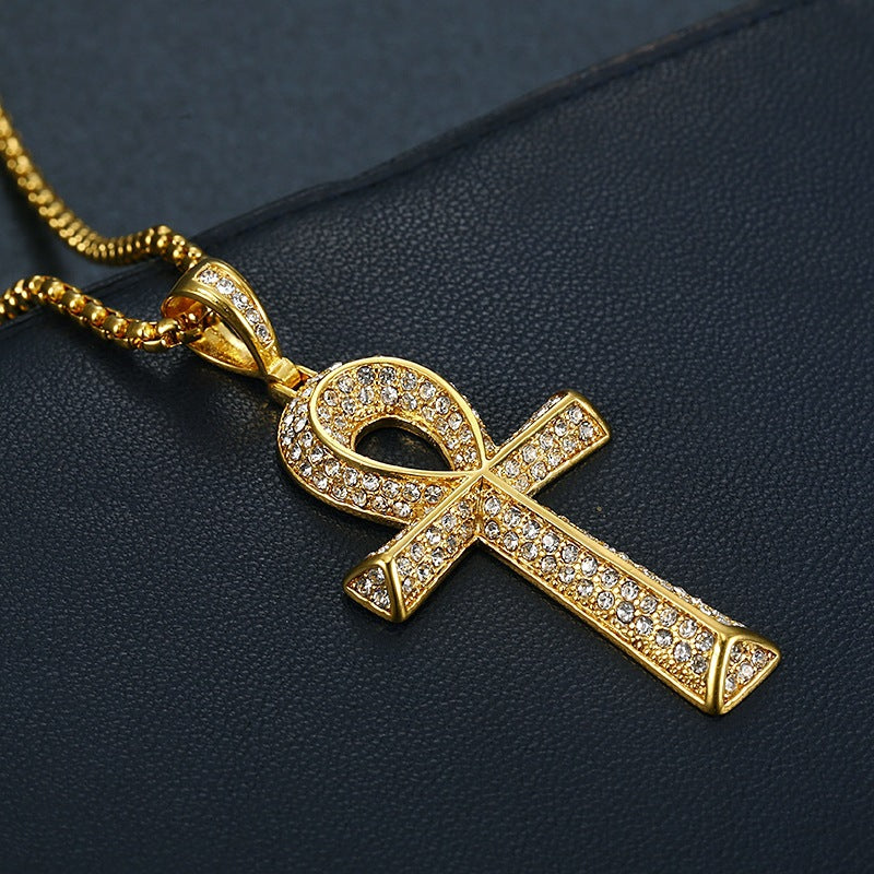 Herren ägyptischer Ankh-Kreuz-Anhänger mit Edelstahlkette