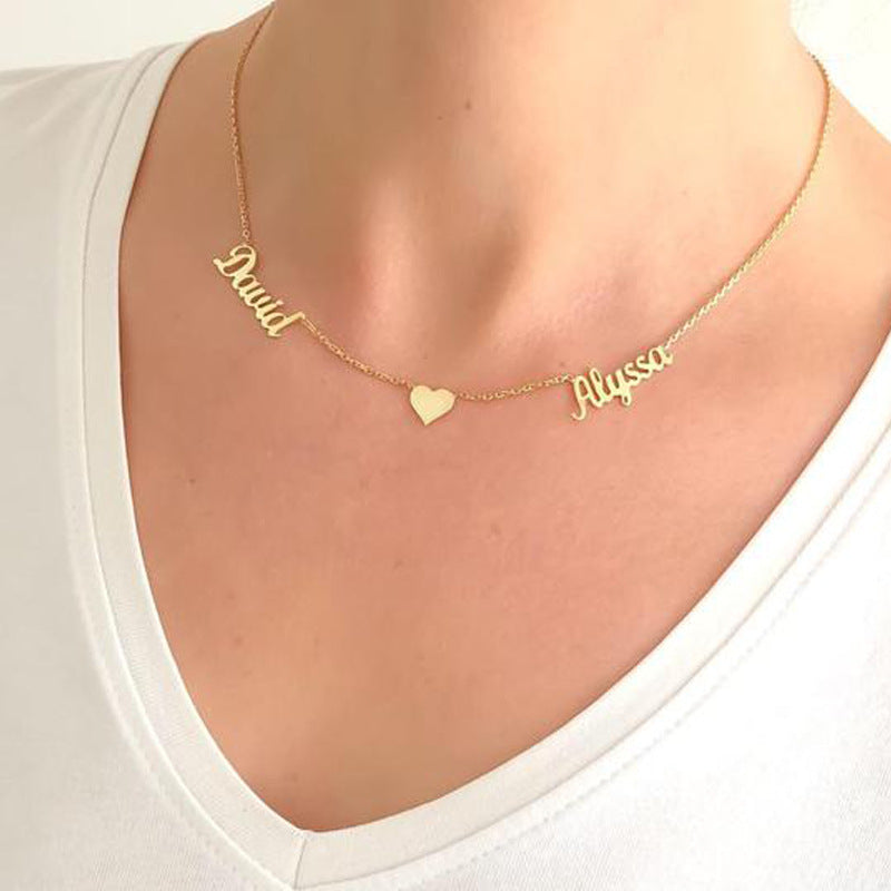 Nombre collar personalizado chapado en oro para mujer