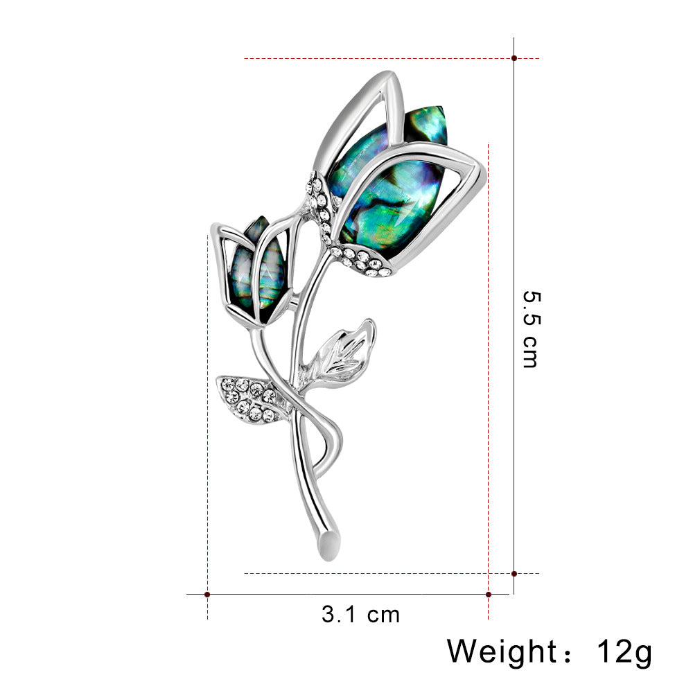Elegant High-end Shell Rose Brooch