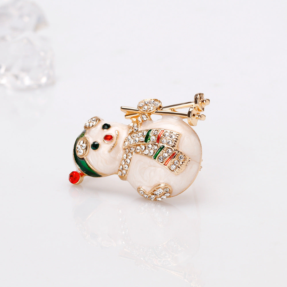 Broche de muñeco de nieve navideño de dibujos animados de moda