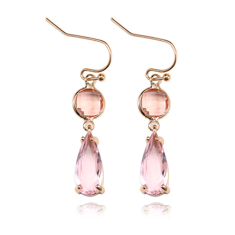 Pendientes de cobre con cristal K9 multicolor de diseño geométrico