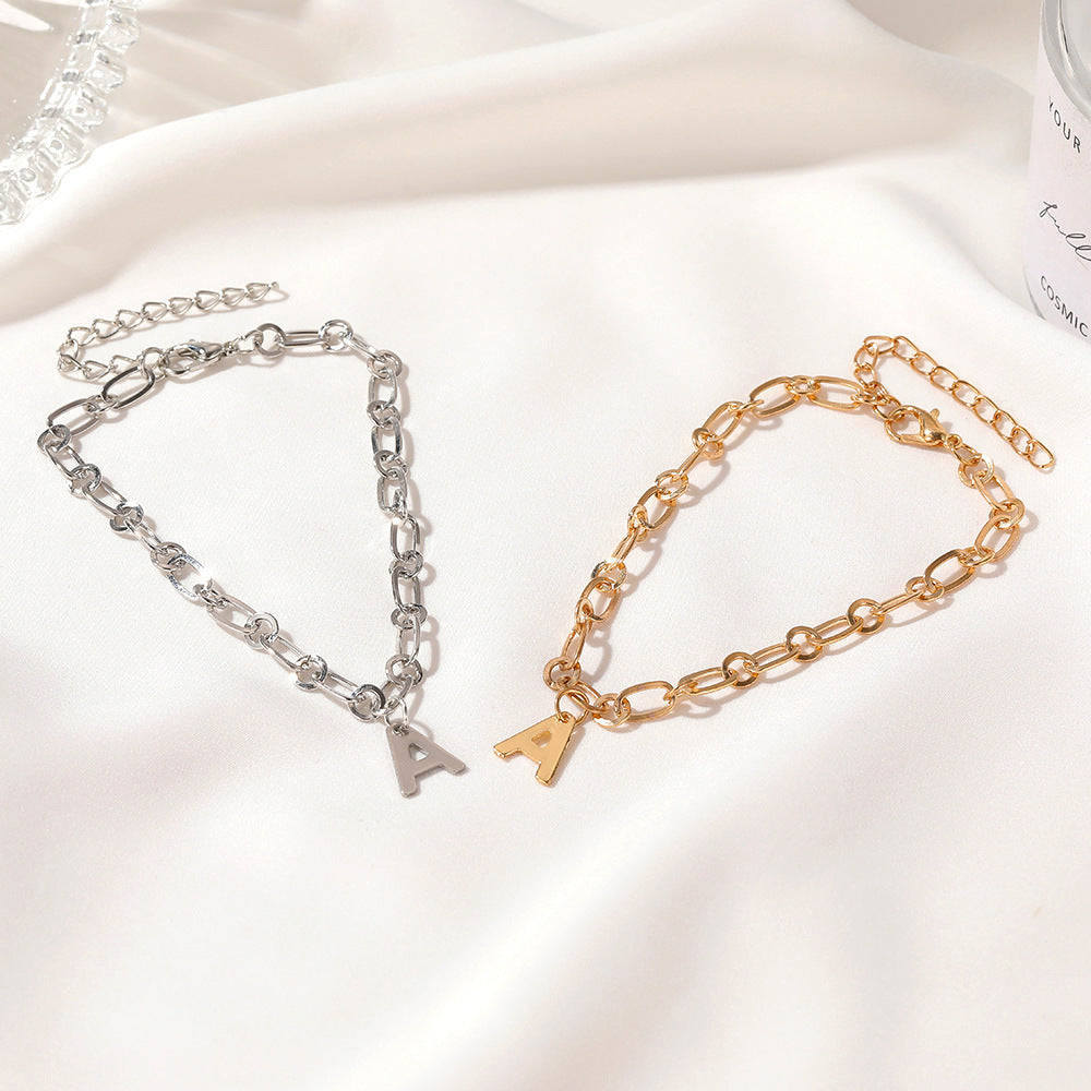 Tobillera con letras inglesas incrustadas de diamantes brillantes para mujer