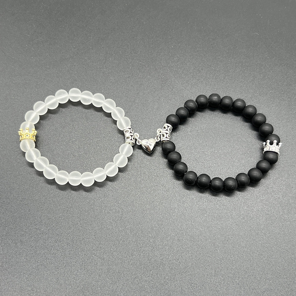 Magnetische Induktion Weiß Türkis Paar Armband