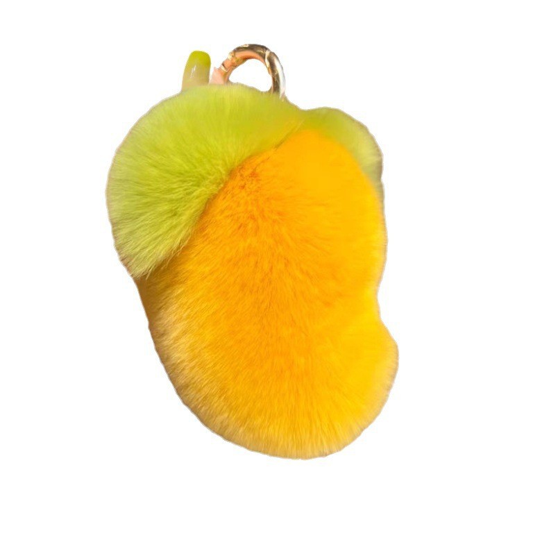 Llavero con Colgante de Pelo de Conejo y Mango