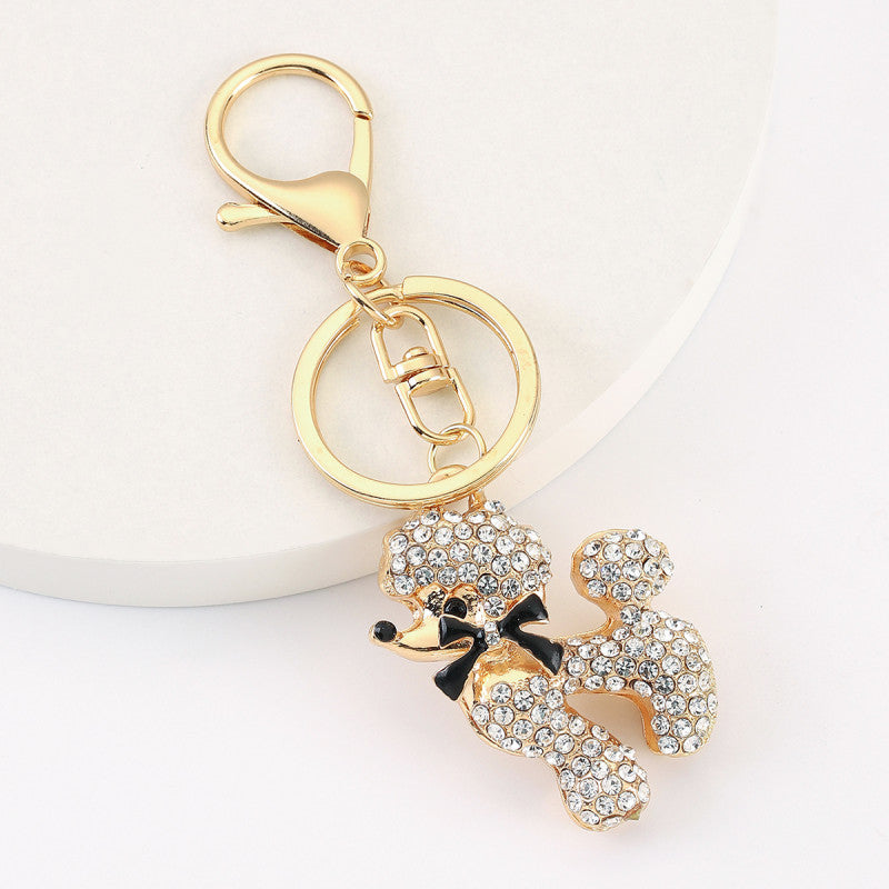Llavero de coche de diamante de agua, zodiaco, perro pequeño, para mujer, Han